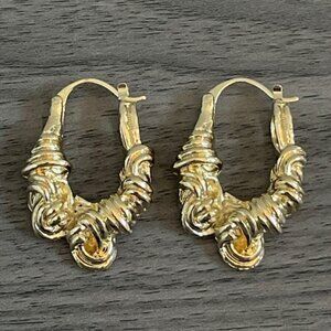 Wrapped Knot Hoop Earrings Trendy Twisted Rope Style Lightweight Statement Hoops